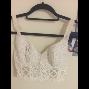 Long line white bra. Never worn. Underwire, lined
